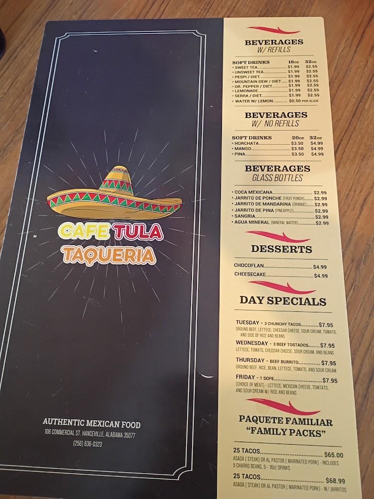 Cafe Tula Taqueria Menu image 1